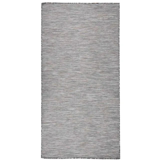 vidaXL Buitenkleed platgeweven 100x200 cm bruin en blauw Zwart