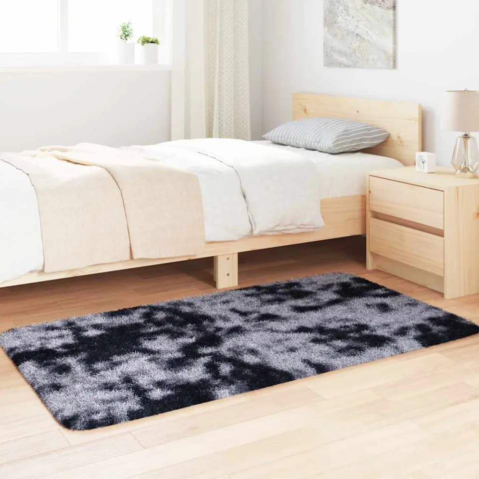 vidaXL Hoogpolig vloerkleed NAVARRA 80x150 cm polyester donkergrijs grijs, foto 3