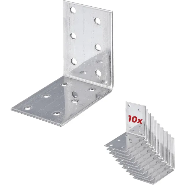 siwitec 10 x siwitec geperforeerde hoekplaat 60 x 60 x 40 mm, roestvrij staal, houtverbinder met corrosiebescherming, hoekijzer, hoek 90 graden, hoekprofiel geperforeerd, hoek roestvrij staal