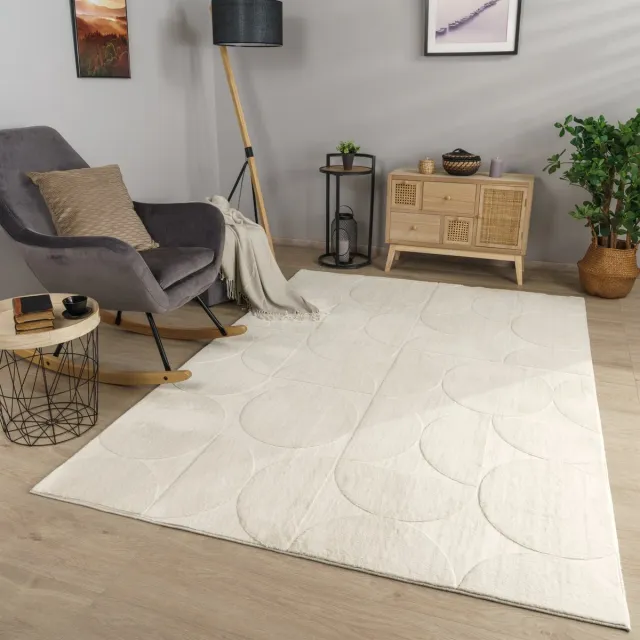 TT Home Woonkamertapijt eetkamer kortpolig geometrisch uiterlijk Skandi Boho effen kleuren 200 x 280 cm Rechthoek 200 x 280 cm Rechthoek beige