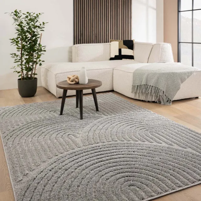 Tapeso Scandinavisch vloerkleed - Arc Curve lichtgrijs 300x400