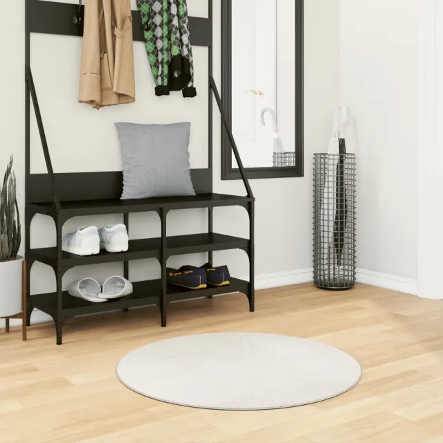 vidaXL Vloerkleed IZA laagpolig Scandinavisch Ø 80 cm crèmekleurig