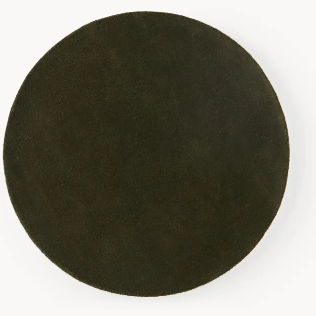 Westwing Collection Rond wollen vloerkleed Zayne, handgeweven Groen