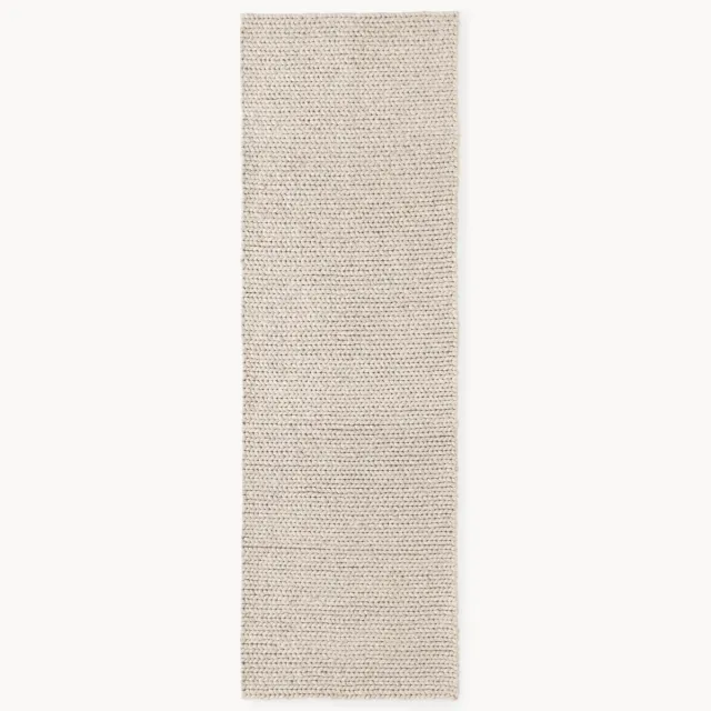 Westwing Collection Handgemaakte wollen loper Bruna met gevlochten structuur beige