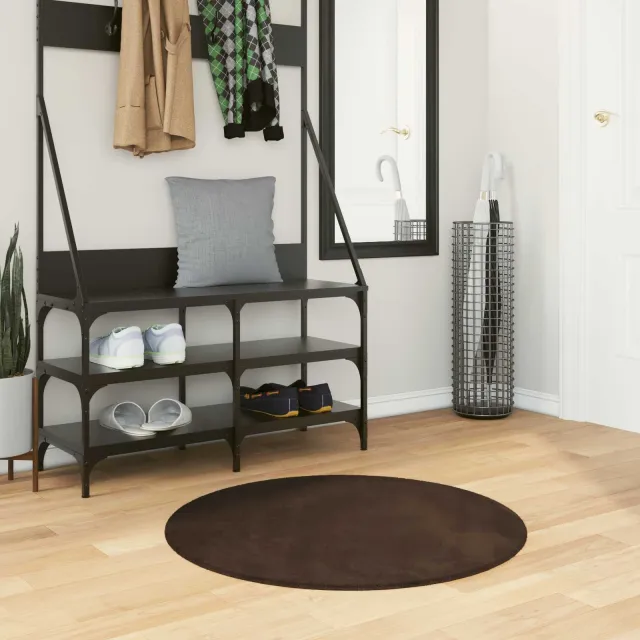 vidaXL Medium pile zachte en wasbare tapijt HUARTE Bruin Ø 80 CM, foto 2