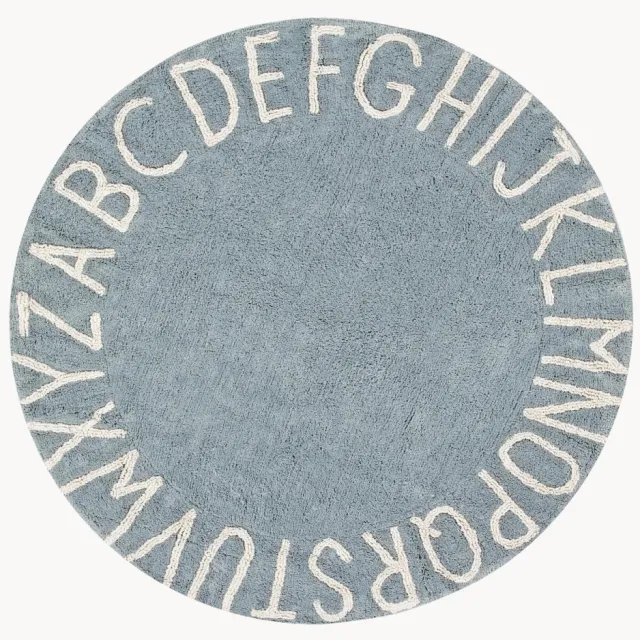 Lorena Canals Rond kindervloerkleed ABC met lettermotief Blauw