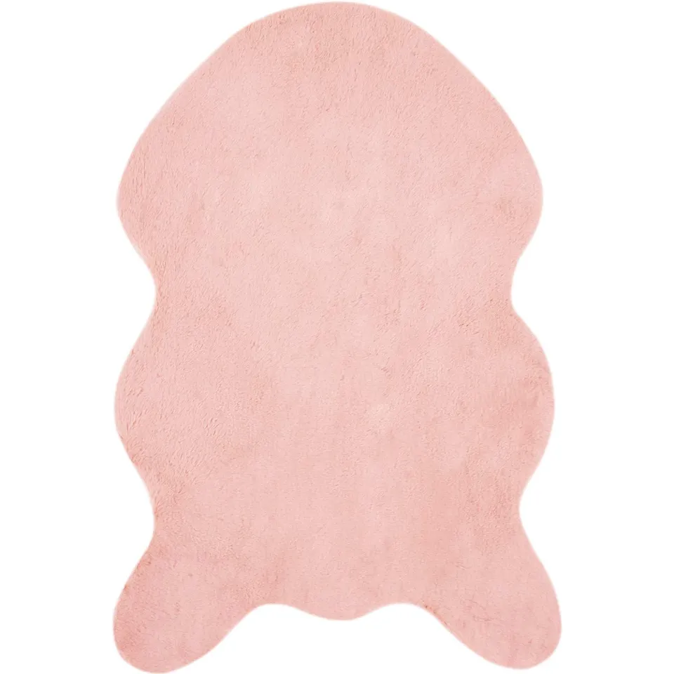 vidaXL Antislip vloerkleed van imitatie konijnenbont OLITE Roze