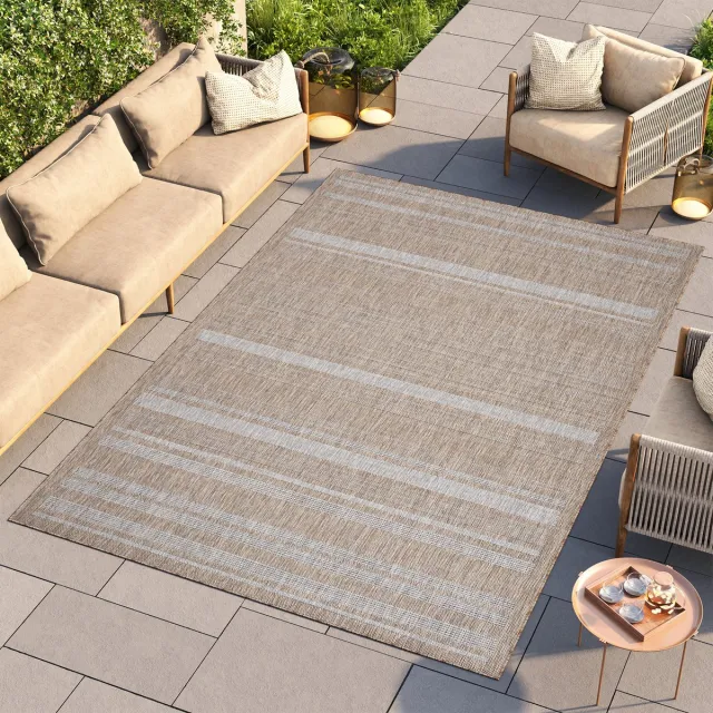 Tapiso Melissa Vloerkleed Bruin Grijs Binnen Buiten Tuin Tapijt Maat- 60x200 Bruin 10