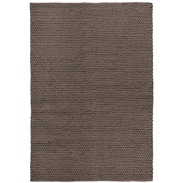 Padiro stijlvol laagpolig vloerkleed 80 x 150 cm - donkerbeige - modern effen ontwerp - voor vloerverwarming - van wol