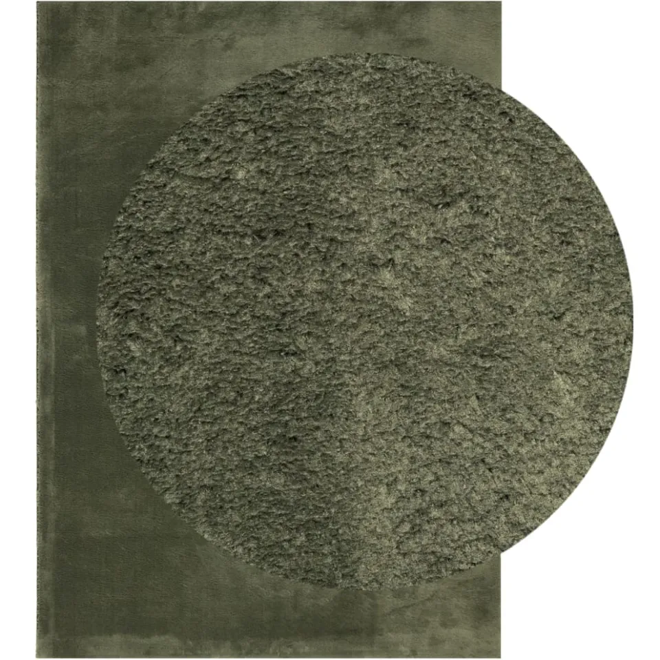 vidaXL Rug HUARTE Green 120 x 170 cm 100% Polyester Plat Groen