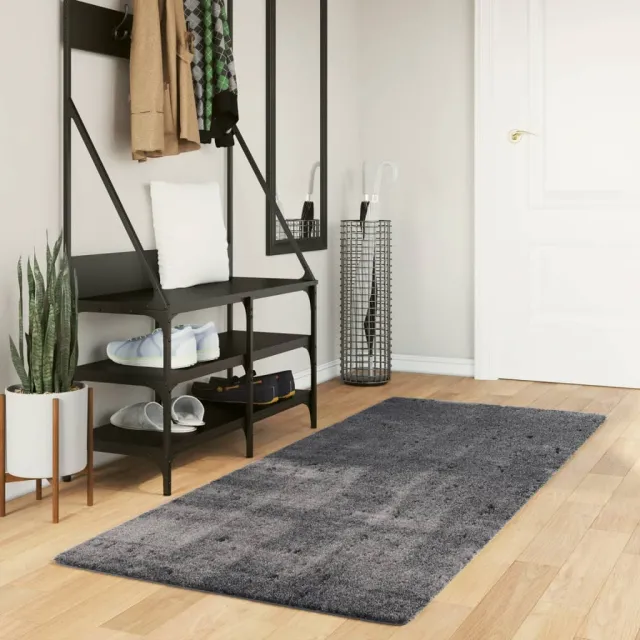 vidaXL Vloerkleed HUARTE laagpolig zacht wasbaar 80x200 cm antraciet, foto 2