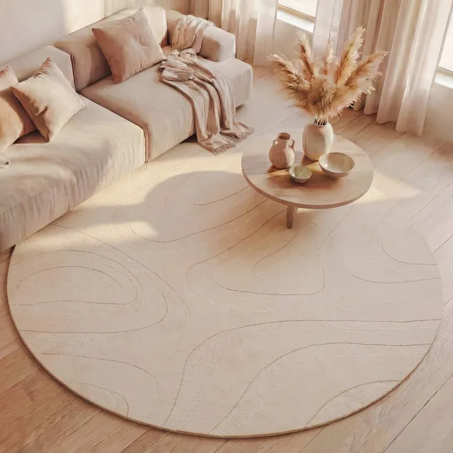 Fraai Rond Scandinavisch vloerkleed - Charm Shapes Beige - Ø 80cm