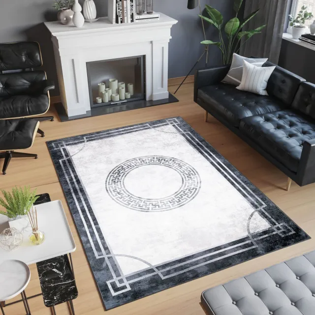 Tapiso Victoria Vloerkleed Antislip Woonkamer Oosters Tapijt Donkergrijs