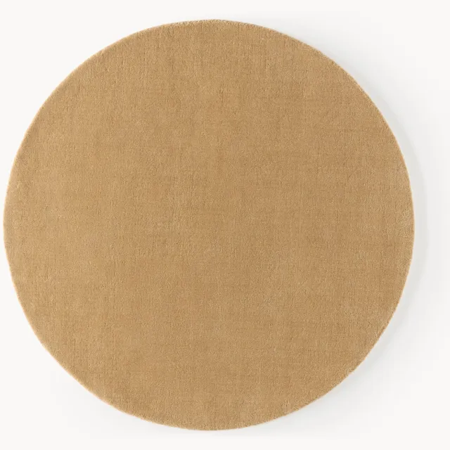 Westwing Collection Rond wollen vloerkleed Zayne, handgeweven Geel