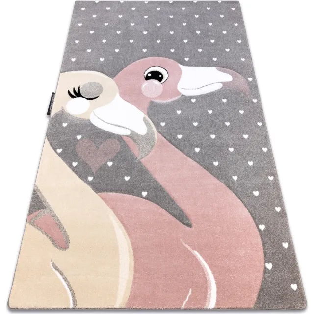RUGSX Kleden Rugsx Tapijt PETIT FLAMINGOS Flamingo's HARTJES grijskl