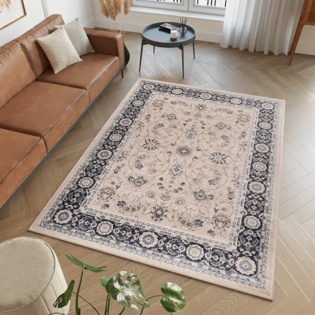 Tapiso Colorado Vloerkleed Beige Zwart Modern Oriental Tapijt