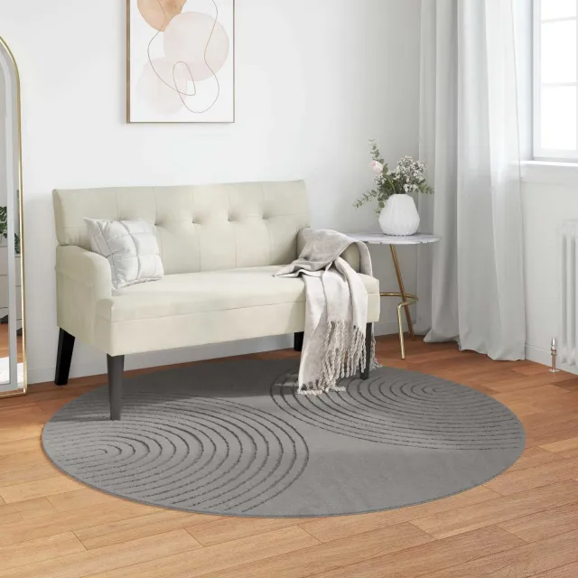 vidaXL Binnen kleed GALATI Grijs Ø 160 CM Polyester, foto 2