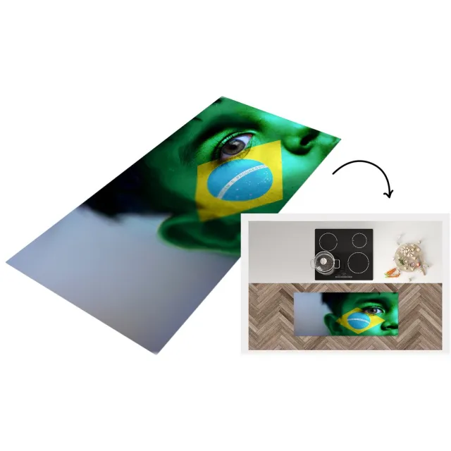 KitchenYeah Keukenloper - Loper keuken - Vlag van Brazilië - Keukenloper vinyl Multicolor