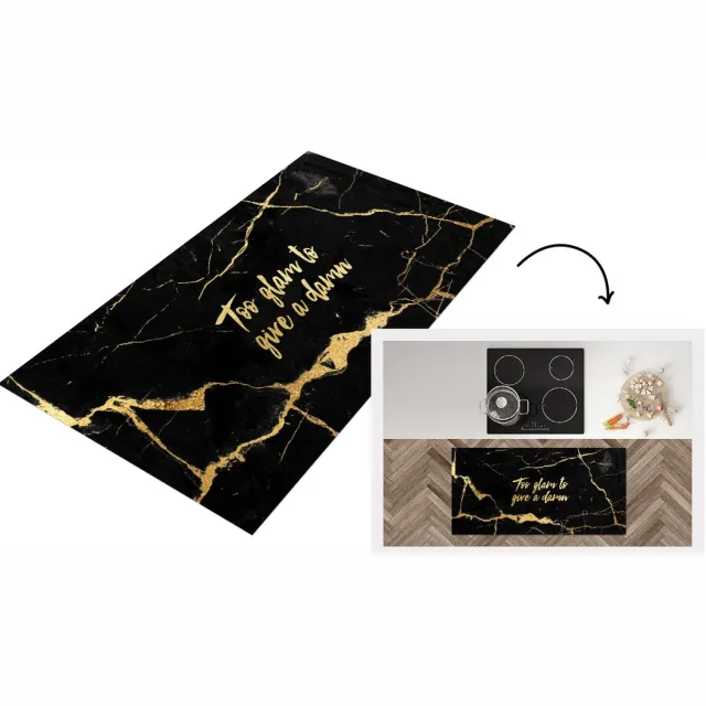 KitchenYeah Keukenloper - Loper keuken - Quote - Spreuken - Goud - Marmer - 120x60 cm - Keukenloper vinyl Multicolor