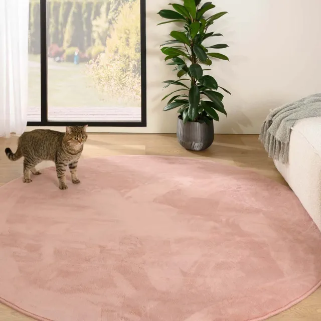 Tapeso Rond zacht vloerkleed - Plush roze 160