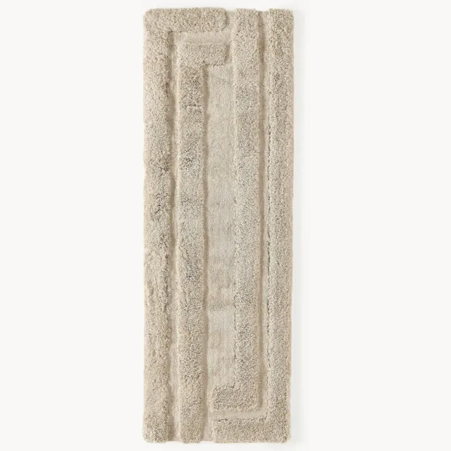 Westwing Collection Pluizige hoogpolige loper Genève met verhoogde hoog-laag structuur Beige