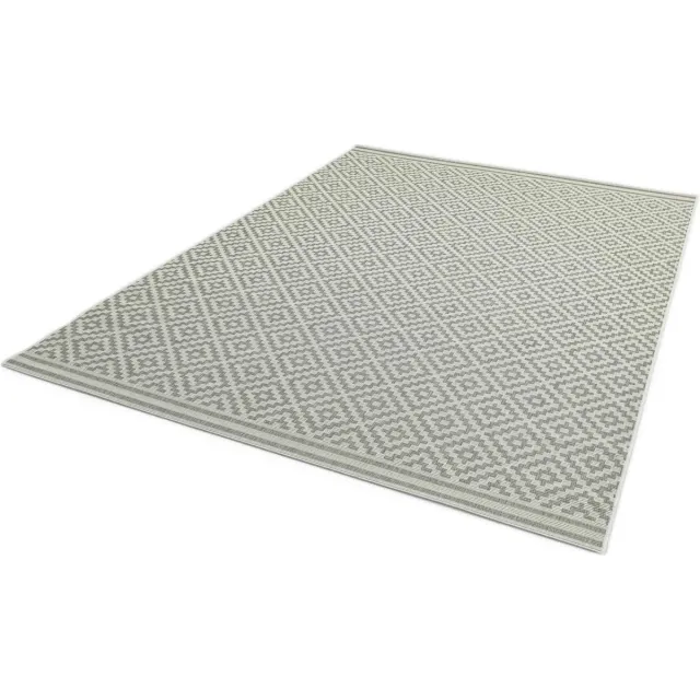 easy living Patio-11-Diamond-Grey Vloerkleed - Rechthoek - Buiten,Laagpolig Tapijt - Landelijk - Grijs, Wit