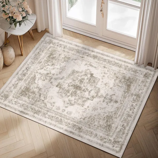 Unyqoos ® Vintage Stijl Vloerkleed 60 x 90 cm voor Woonkamer, Slaapkamer en Kantoor grijs