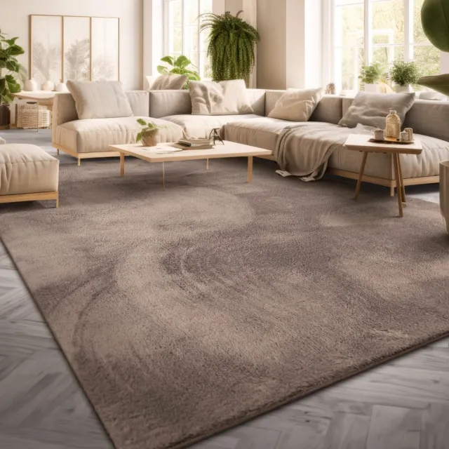 TT Home Woonkamertapijt eetkamer langpolig geometrisch design Scandi Moder 3D Uni 120 x 160 cm Rechthoek beige