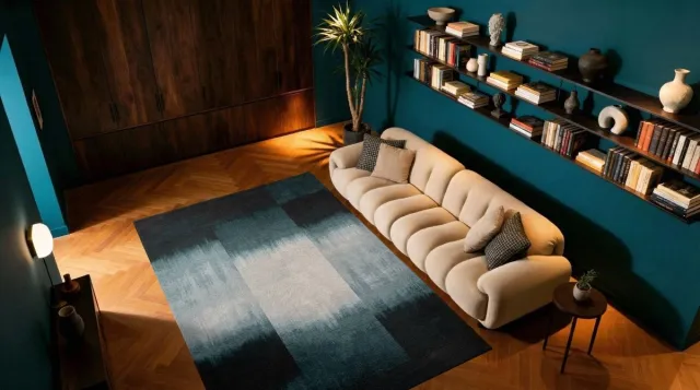 Louis de Poortere Wasbaar Binnen & Buiten Vloerkleed - 170 x 240 cm - Louis De Poortere Sendai Deep Water - Laagpolig Tapijt - Gerecycled PET - Made in Belgium - Circulair Blauw