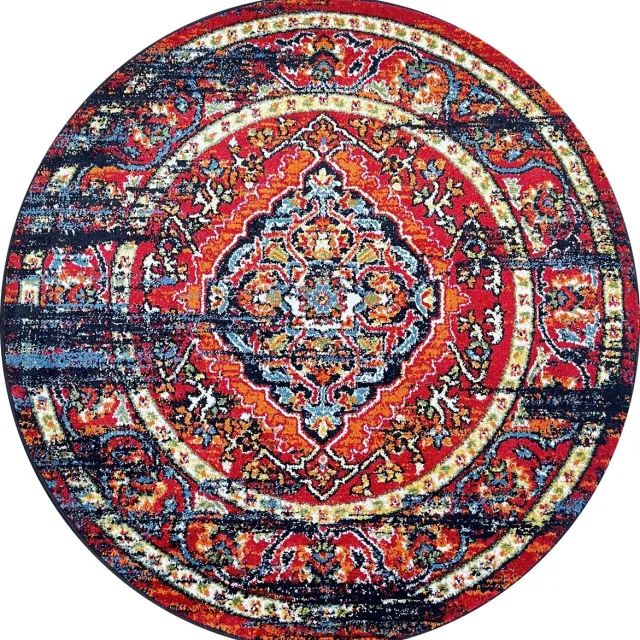 Muratap Rond Vintage Marrakech - Laagpolig Vloerkleed - Multikleur Zwart Zwart, Multikleur