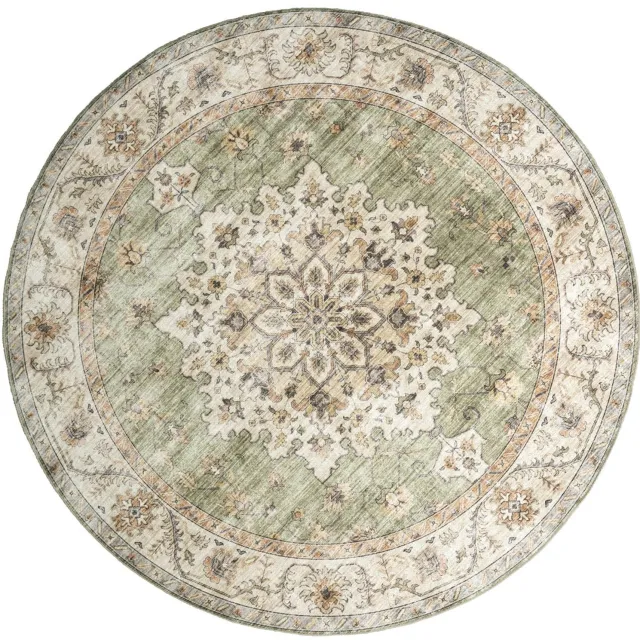 Fraai Rond vintage buitenkleed - Santo Medaillon Groen - Ø 200cm