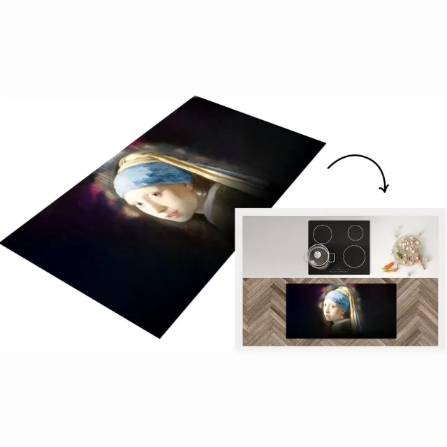 KitchenYeah Keukenloper - Loper keuken - Meisje met de parel - Johannes Vermeer - Regenboog - 120x60 cm - Keukenloper vinyl Multicolor