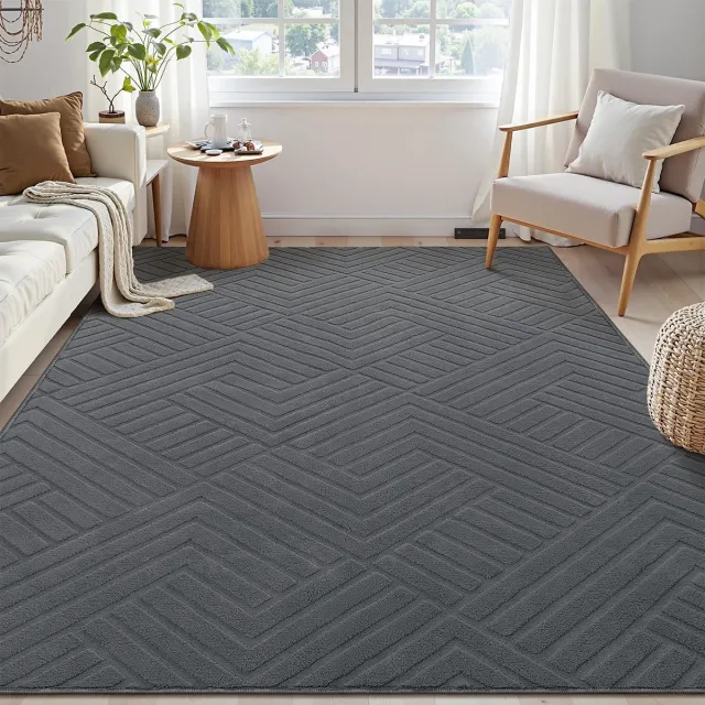 Unyqoos Modern laagpolig vloerkleed met geometrisch design en antislip rug Grijs