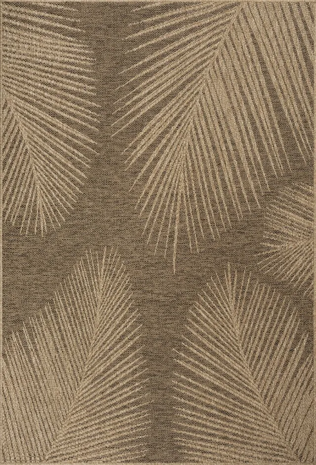 the carpet Kansas – weerbestendig buitenkleed met antisliprug, duurzaam & onderhoudsvriendelijk, naturel met palmmotief 80 x 150 cm