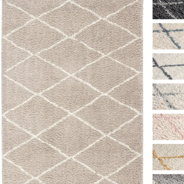 TESSO LIVING Vloerkleed Shaggy, Tapijt, Beige, Hoogpolig, 120cm x 160cm, Superzacht, Franjes, Berber stijl