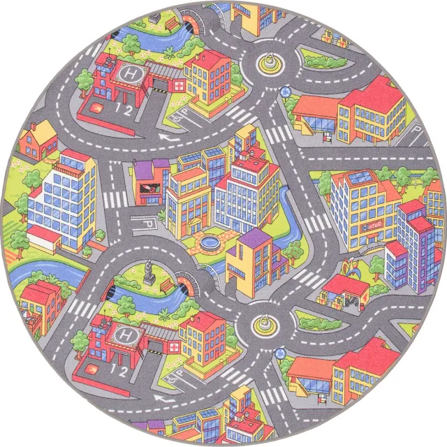 Snapstyle Kinderspeeltapijt Kleine Stad 3D Rond Mulit