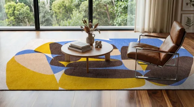 Louis de Poortere Wasbaar Binnen & Buiten Vloerkleed - 170 x 240 cm - Louis De Poortere Stones Sunny Blue - Laagpolig Tapijt - Gerecycled PET - Made in Belgium - Circulair Blauw