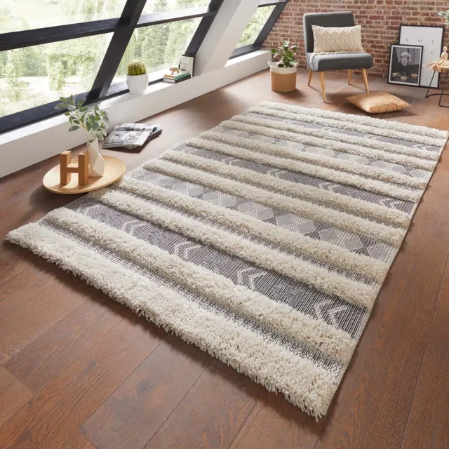 Tapeso Design Vloerkleed Taza 103783 155x230 cm Grijs & Crème crème/grijs
