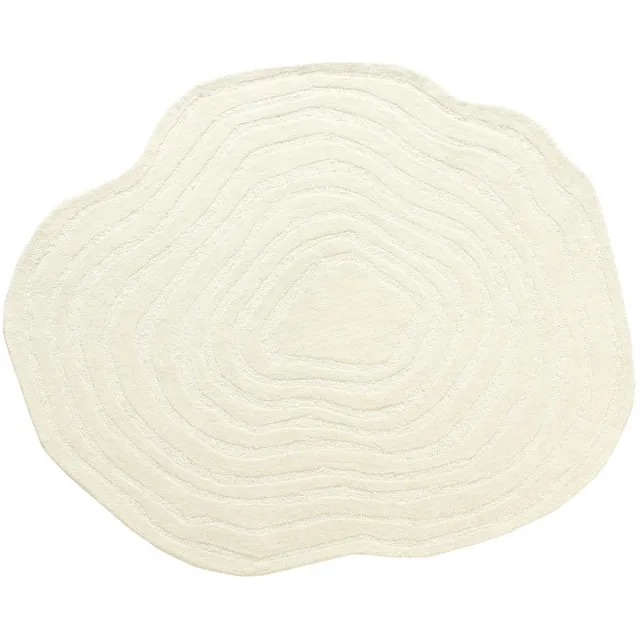 Vente-unique Organisch vloerkleed met reliëf in 100% wol, handgetuft - Ø 160 cm - Ivoorwit - 2100 g/m² - ORENIA