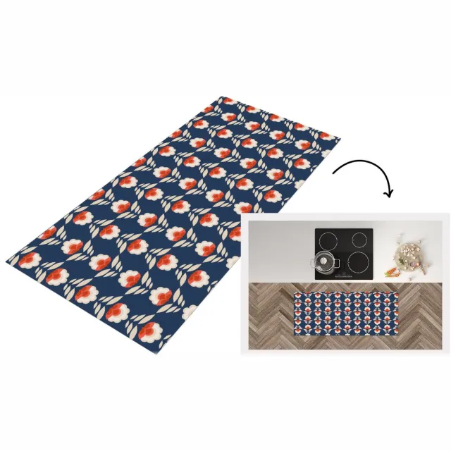KitchenYeah Keukenloper 120x50 cm - Keukenmat vinyl Patronen - Abstract - Bloemen - Keukenmatten loper - Keuken vloerkleed tapijt