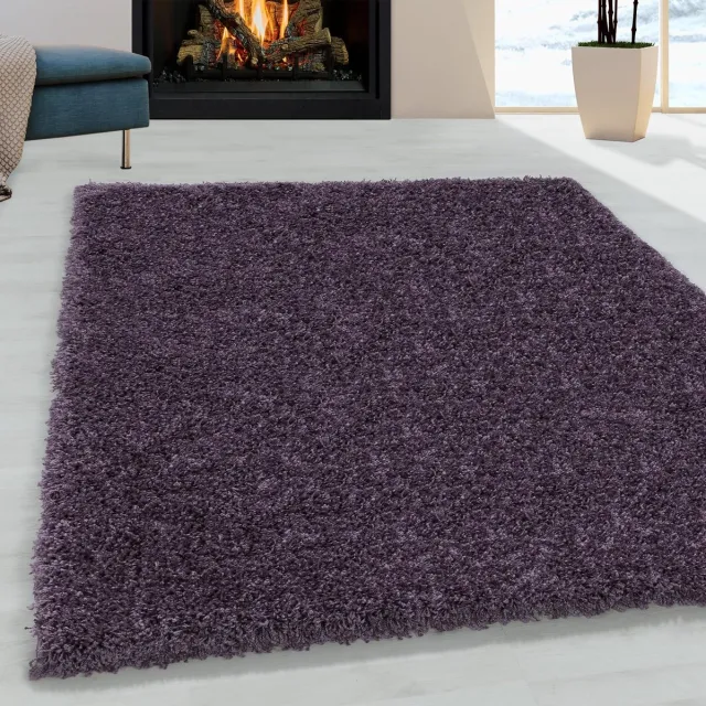 Ayyildiz Ayyıldız SYDNEY Loper GEEN Shaggy Modern Vloerkleed - 80 X 250 CM - Polypropyleen - Jute VIOLETT
