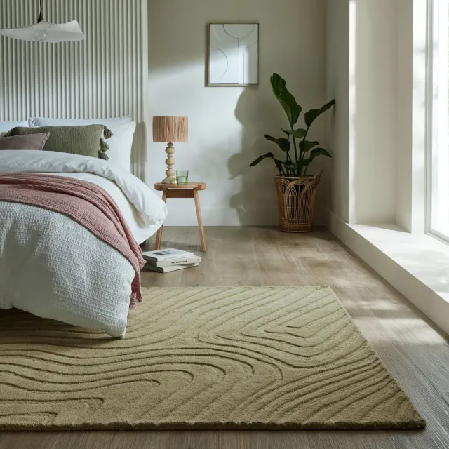 flycarpets Laagpolig Wollen Vloerkleed Mesmerize - Abstract - Sage / Groen