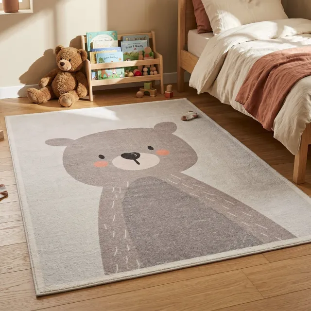 Little Olly Wasbaar kindervloerkleed- Simba Bear Beige - 80x150cm Bruin