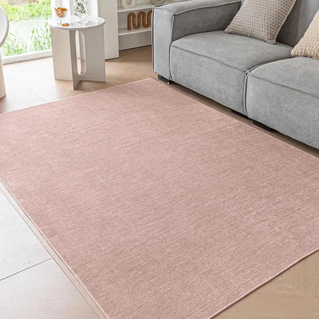 Unyqoos Roze laagpolig tapijt voor slaapkamer of woonkamer, wasbaar en anti-slip