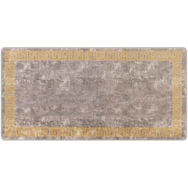 vidaXL Tapijt - Runner - MARSA - Grijs - en - Goud - 100 - x - 200 - cm - Polyester - en - PVC
