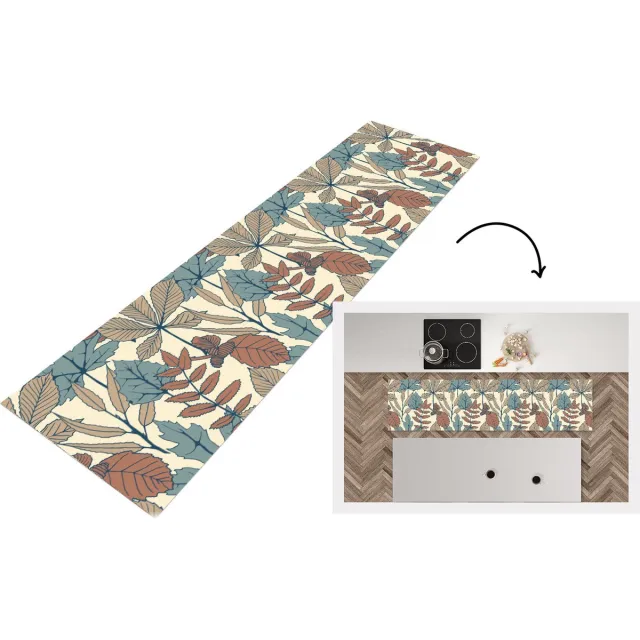 KitchenYeah Keukenloper - Loper keuken - Herfst - Patronen - Bladeren - Keukenloper vinyl Multicolor