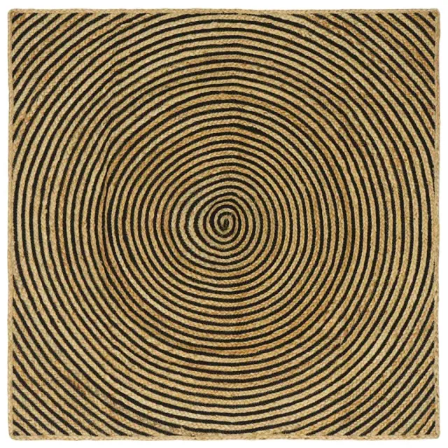 vidaXL Gebied Tapijt Naturel en Zwart 160 x 160 cm Jute