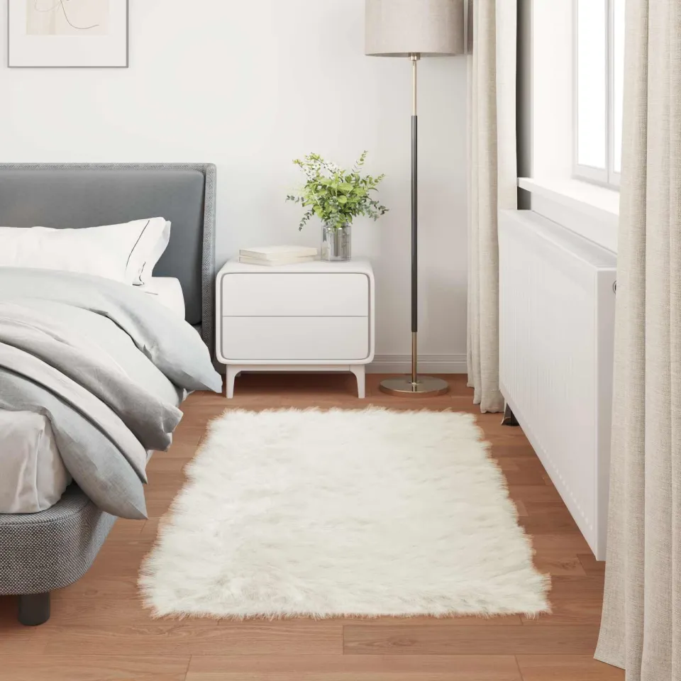 vidaXL Tapijt van imitatie TAFALLA Wit 60 x 110 cm Polyester, foto 3
