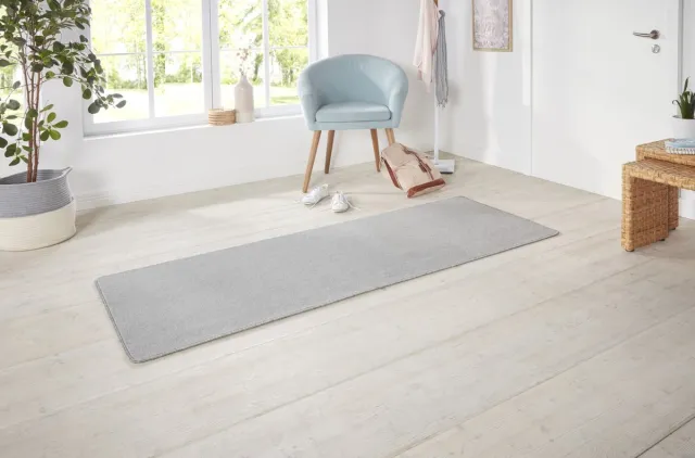 flycarpets Loper Laagpolig Effen Uni Vloerkleed - Nasty - Zilver 80x150 cm