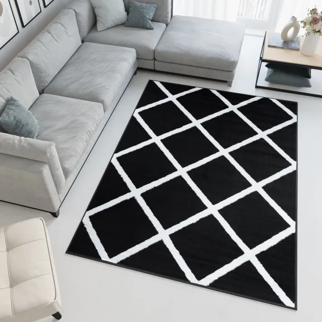 Tapiso Luxury Vloerkleed Antraciet Woonkamer Modern Tapijten
